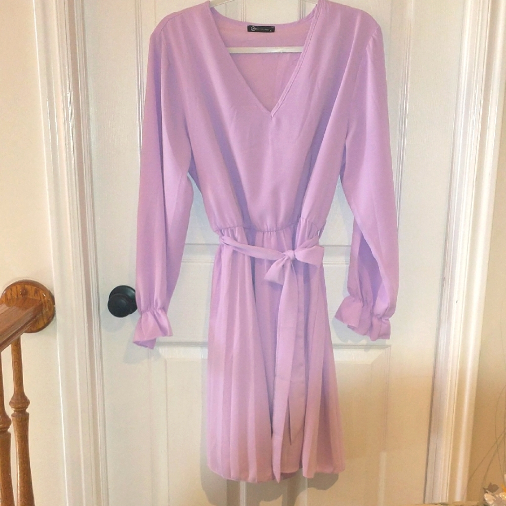 Elegant Lavender Long Sleeve Dress New Out Of Packaging - Never Worn